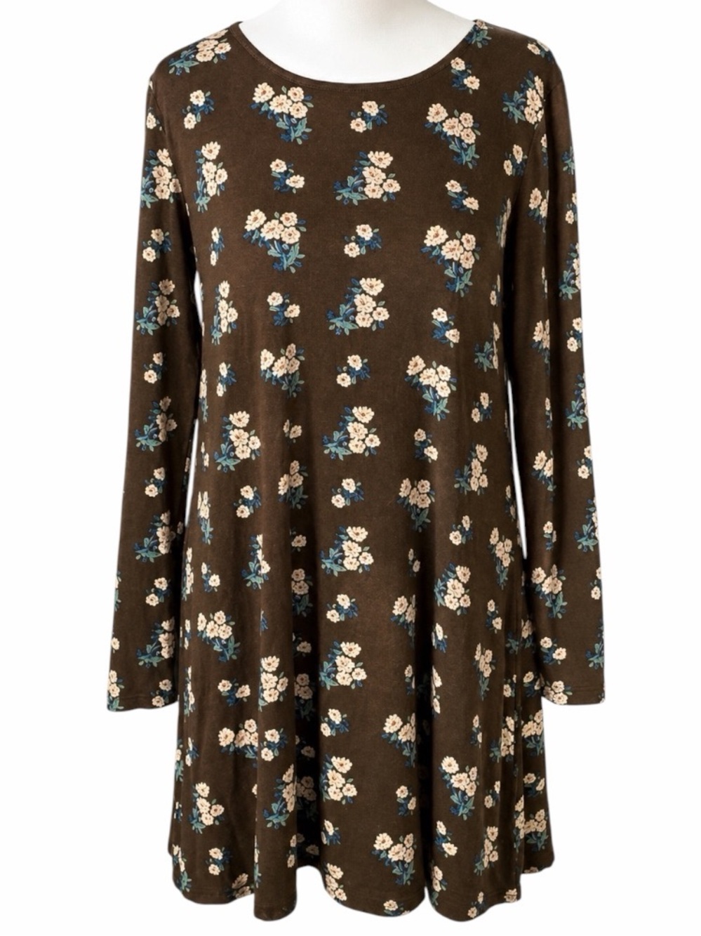 Natural Life Long Sleeve Swing Dress * Floral Bouquet Pattern size women’s small